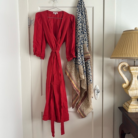 Madewell Dresses & Skirts - Madewell Wms M linen wrap dress red